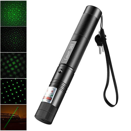 【強力200mW 緑レーザーポインター】バッテリー充電器 532nm 長距離照射 昼間でも見やすい 安全レーザー指示棒|照射径調整可 耐寒・長寿命 15時間連続照射 高出力タイプ|カラス避け・現場作業・プレゼン・アウトドア用 - 光点 - 光点