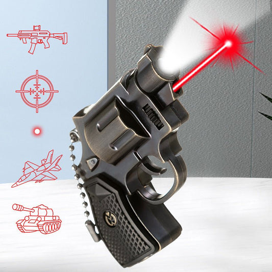 おもちゃ 懐中電灯 ピストル型おもちゃ 2in1|ポインターライト・赤外線・白色LED対応 キーホルダーライト 文房具店人気 小型 軽量 - 光点