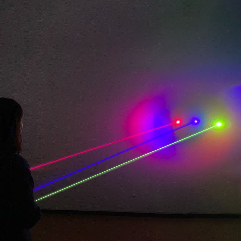 50mW デュアルヘッド緑、赤、青色レーザー剣 リーンレーザーソード 販売 レーザーソード 手持ち式LEDレーザー剣 パーティー・DJクラブ・ステージ演出用 星キャップ付き 高輝度緑、赤、青色レーザーショー装置 - 光点