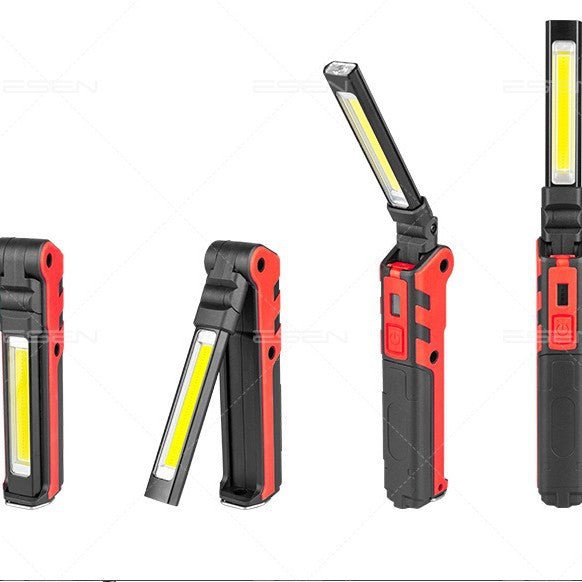 LED作業灯 ワークライト COB 高輝度800ルーメン|USB充電式 折り畳み式 180°回転 マグネット・フック付き|自動車整備・検査・夜間作業・防災用 ポータブル作業灯 - 光点