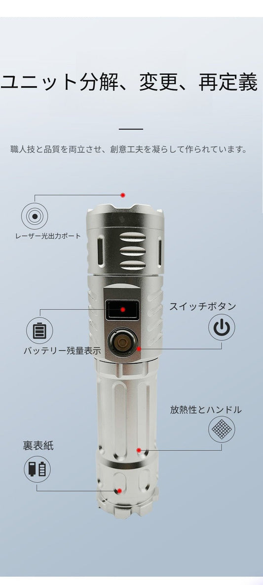 高出力レーザー 懐中電灯 青色光・緑色光 高輝度 長距離照射 レーザーポインター 屋外用 スターポインター 天体観測 登山 アウトドア対応 光点 - 光点