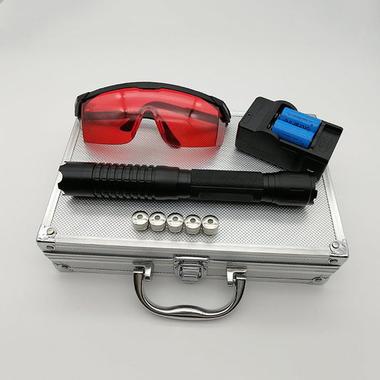 レーザーポインター ブルー 高出力10000mW 450nm 超強力 青色レーザー プレゼン・教育・アウトドア・救助信号対応 長距離照射 USB充電式 プロ仕様ライト - 光点