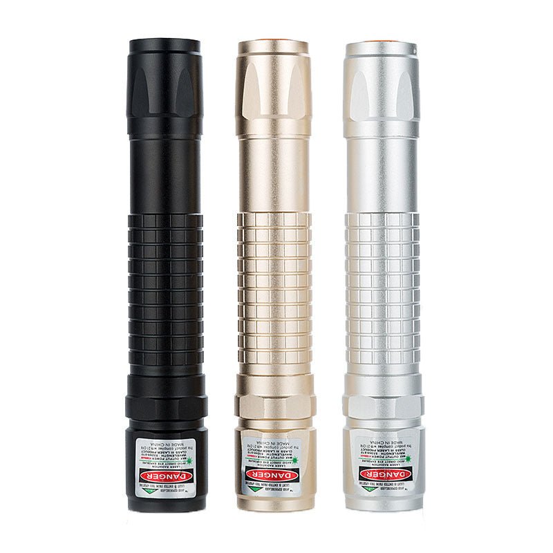 レーザーポインター 強力100mW バッテリー充電器 高輝度緑レーザー 屋外・天体観測・夜釣り・登山・害鳥対策・カラス避け用 長距離照射・ズーム調節・昼夜兼用の高視認性 耐久アルミボディ・最大範囲500メートル・携帯型プロ仕様 - 光点 - 光点