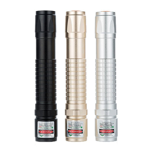 レーザーポインター 強力100mW バッテリー充電器 高輝度緑レーザー 屋外・天体観測・夜釣り・登山・害鳥対策・カラス避け用 長距離照射・ズーム調節・昼夜兼用の高視認性 耐久アルミボディ・最大範囲500メートル・携帯型プロ仕様 - 光点 - 光点