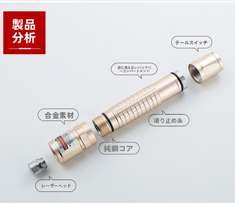 レーザーポインター 強力100mW バッテリー充電器 高輝度緑レーザー 屋外・天体観測・夜釣り・登山・害鳥対策・カラス避け用 長距離照射・ズーム調節・昼夜兼用の高視認性 耐久アルミボディ・最大範囲500メートル・携帯型プロ仕様 - 光点 - 光点