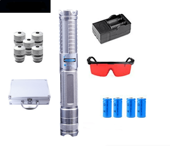 高出力1500mWレーザーポインター グリーン＆ブルー＆赤レーザーポインター 長距離照射 バッテリー充電器 屋外用 高輝度ライト トレーニング・自動車学校・航海指示用 高出力燃焼タイプ - 光点