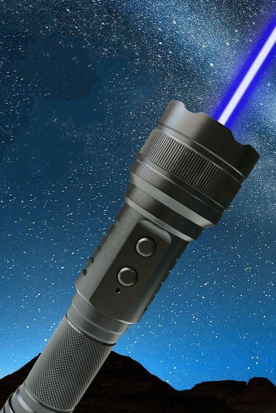 【高出力・高輝度】充電式レーザーポインター懐中電灯コンボ 200mW緑色レーザーライト 4段階モード（強/中/SOS/点滅）アルミ合金製 長距離照射 防災・野外活動・地震対策に最適 - 光点 - 光点