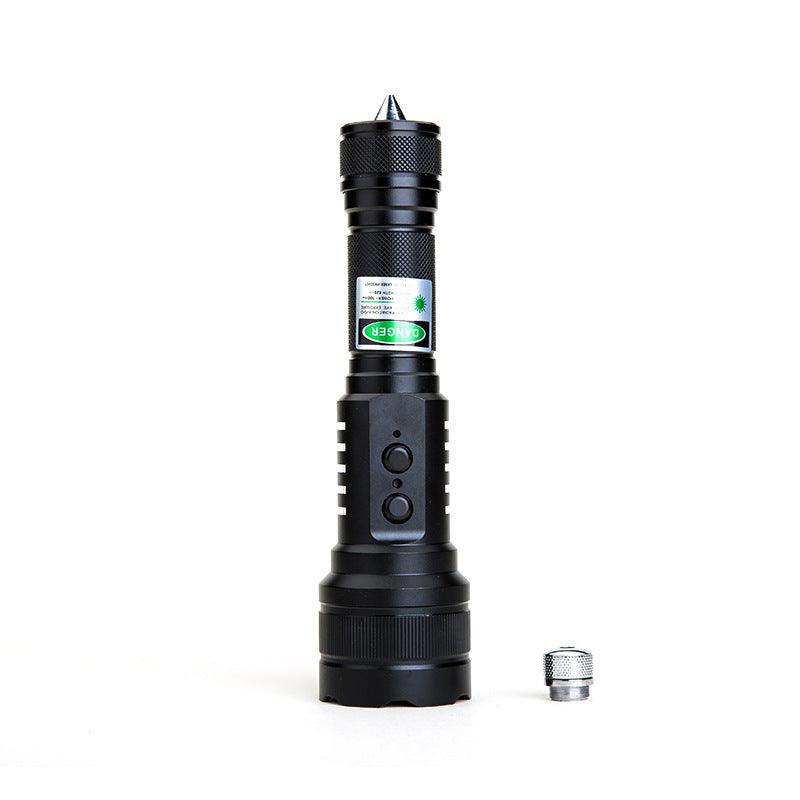 【高出力・高輝度】充電式レーザーポインター懐中電灯コンボ 200mW緑色レーザーライト 4段階モード（強/中/SOS/点滅）アルミ合金製 長距離照射 防災・野外活動・地震対策に最適 - 光点 - 光点