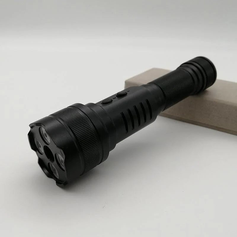 【高出力・高輝度】充電式レーザーポインター懐中電灯コンボ 200mW緑色レーザーライト 4段階モード（強/中/SOS/点滅）アルミ合金製 長距離照射 防災・野外活動・地震対策に最適 - 光点 - 光点