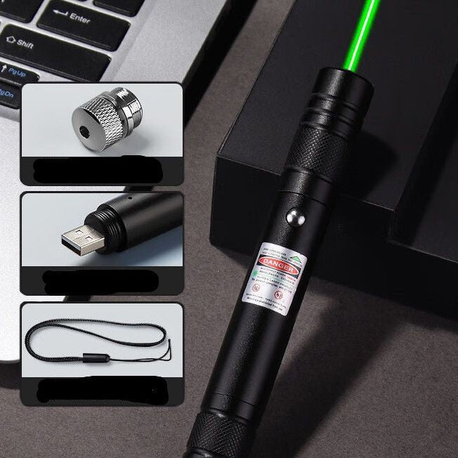 レ—ザーポインター 30mW USB充電式 高輝度グリーンレーザー 建築・工事現場・建設調査・災害現場対応 長距離指示・視認性向上 耐久アルミボディ 新しいUSB無線で直接充電 安定出力プロ仕様 - 光点 - 光点