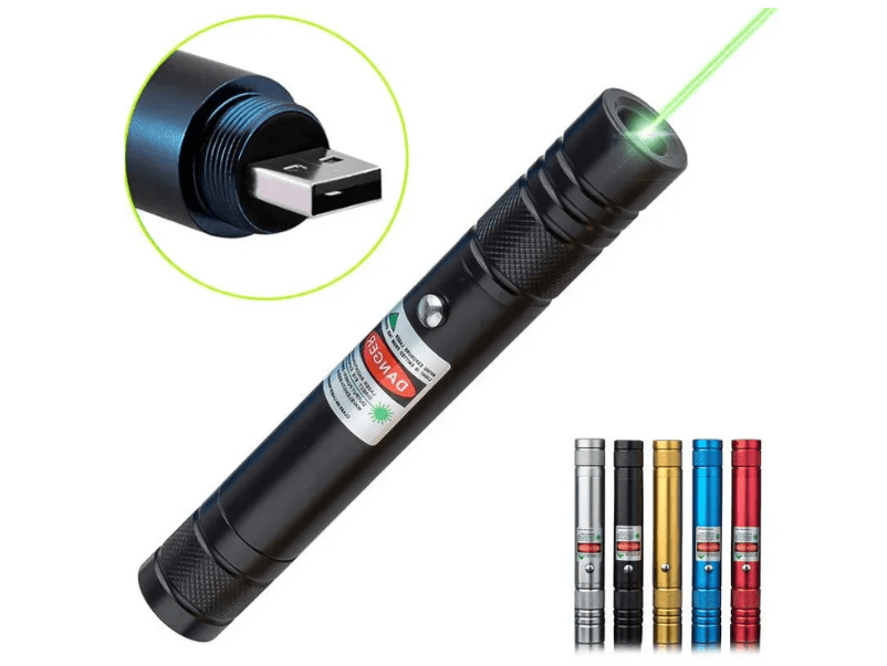 レ—ザーポインター 30mW USB充電式 高輝度グリーンレーザー 建築・工事現場・建設調査・災害現場対応 長距離指示・視認性向上 耐久アルミボディ 新しいUSB無線で直接充電 安定出力プロ仕様 - 光点 - 光点