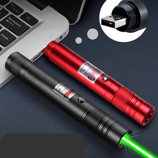 レ—ザーポインター 30mW USB充電式 高輝度グリーンレーザー 建築・工事現場・建設調査・災害現場対応 長距離指示・視認性向上 耐久アルミボディ 新しいUSB無線で直接充電 安定出力プロ仕様 - 光点 - 光点