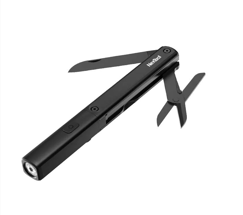 多機能ペン マルチツール 3in1｜はさみマルチツール・多用途ツール・LED懐中電灯搭載｜USB充電式 IPX4防水 小型軽量｜アウトドア・防災・日常作業対応 - 光点