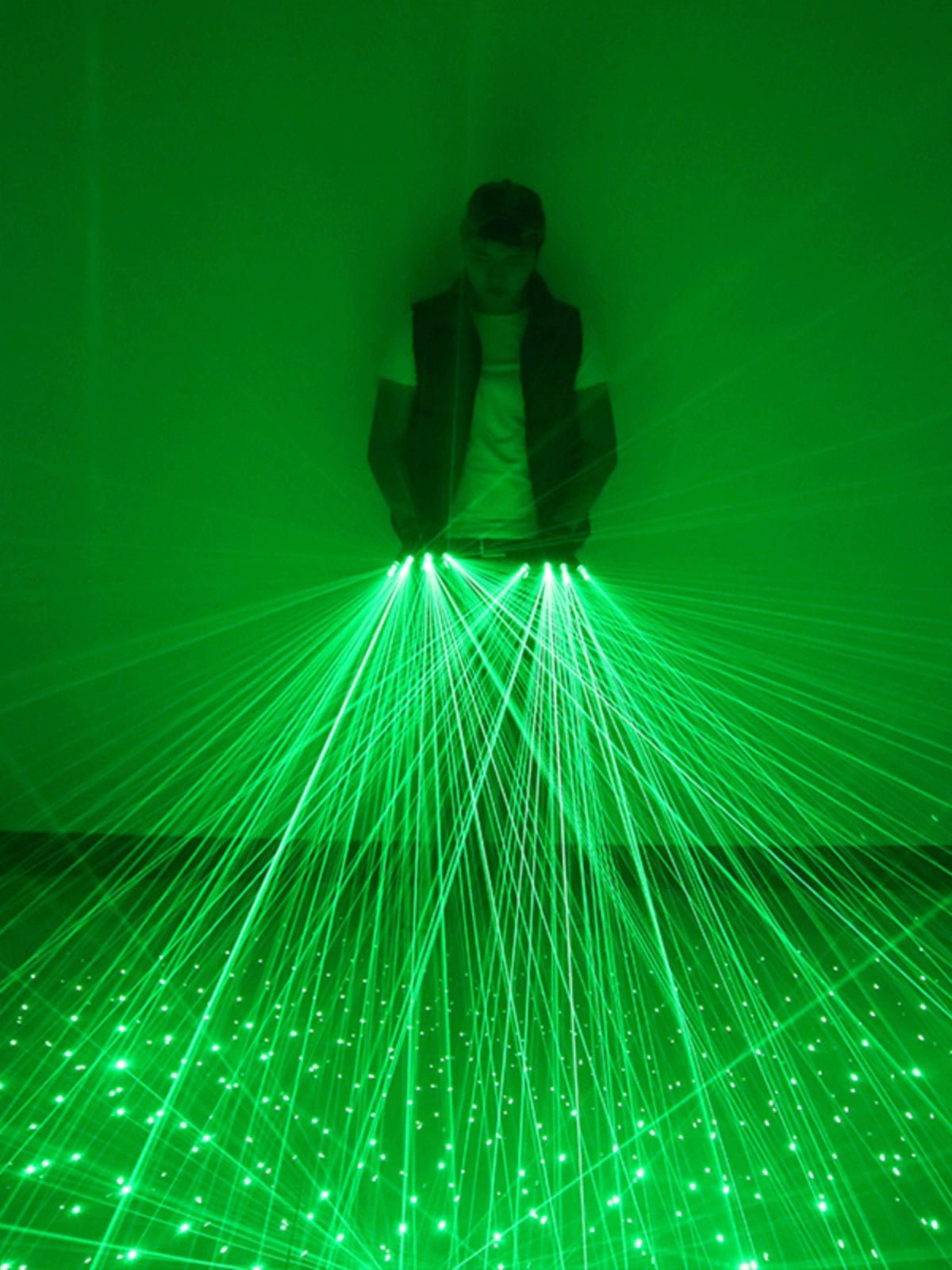 レーザーグローブ 赤色・緑色 50mW 高輝度レーザー手袋 DJ・クラブ・パーティー・ダンスショー演出用 蛍光発光コスチューム 舞台小道具 屋内外対応 安全認証モデル - 光点