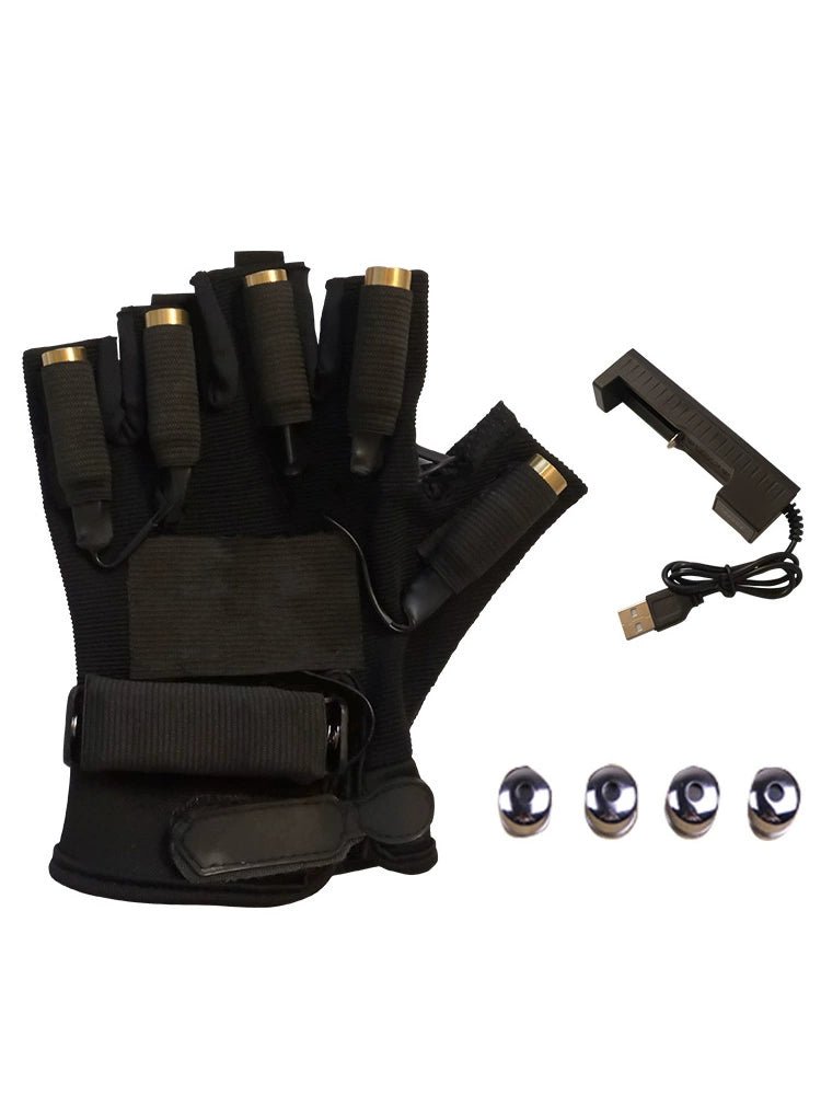 レーザーグローブ 赤色・緑色 50mW 高輝度レーザー手袋 DJ・クラブ・パーティー・ダンスショー演出用 蛍光発光コスチューム 舞台小道具 屋内外対応 安全認証モデル - 光点