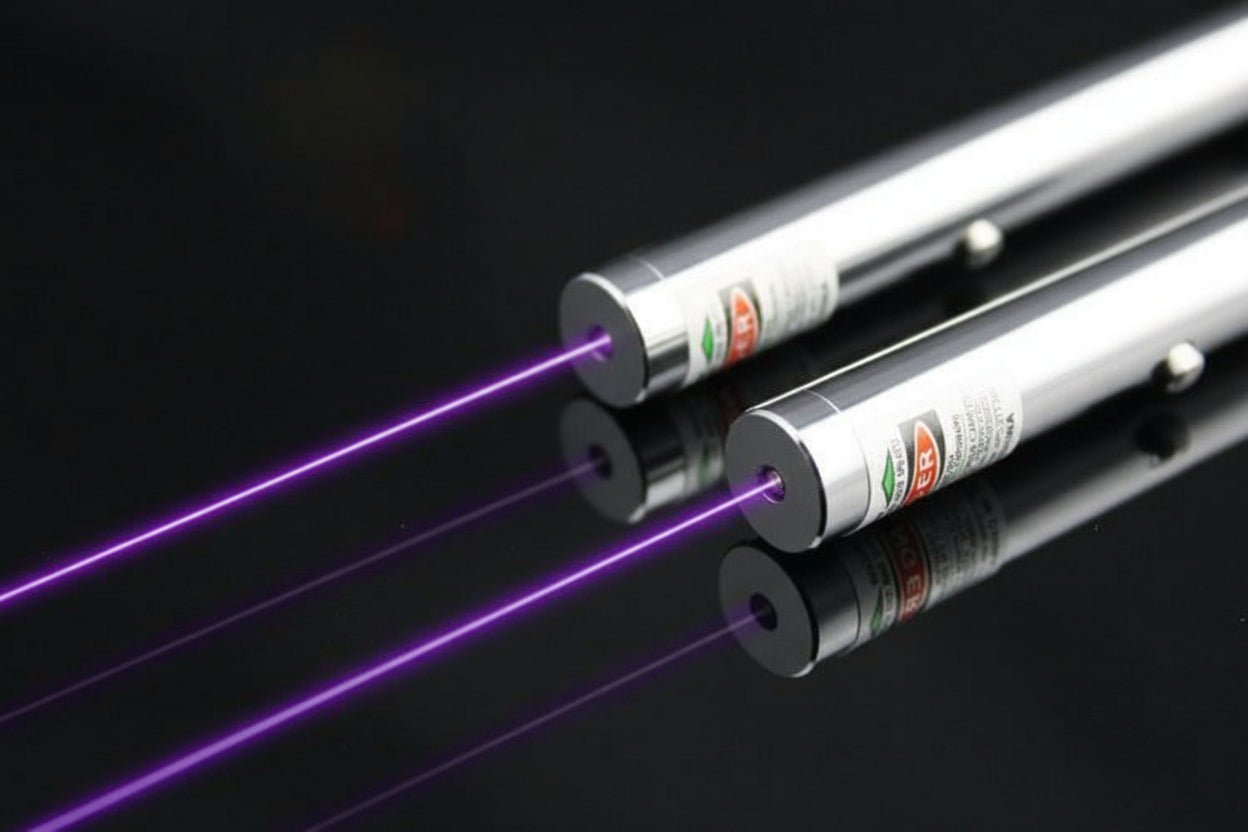 5mW パープルレーザーポインター 青紫光 ペン型 小型 軽量 USB充電式 長距離照射 指示棒 天体観測 プレゼン 会議 教育用 - 光点