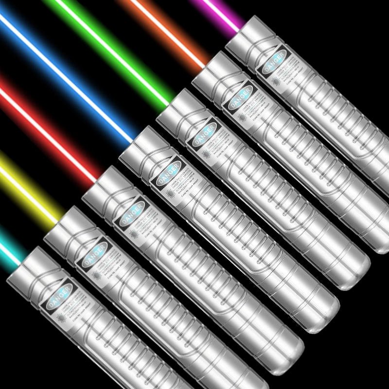 多色7波長レーザーポインター タイプ 青・緑・赤・紫ほか 長距離ガイド用 USB充電式 ライト機能付 教育・プレゼン・観測サポート用ツール - 光点