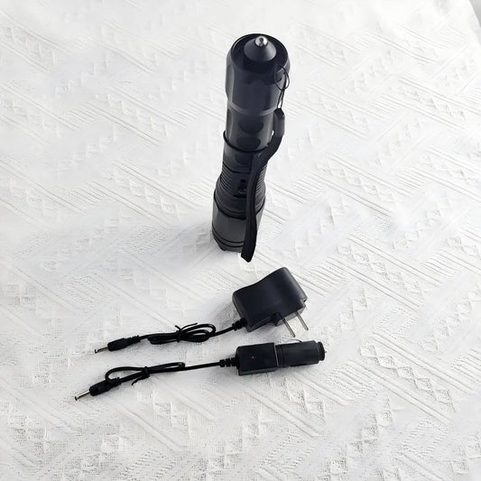 【多機能護身ライト】高出力LED懐中電灯 ストロボ・SOS・窓破壊機能付き 放電護身用フラッシュライト コンパクト軽量モデル アルミ製ボディ 防災・夜間警備に最適 - 光点 - 光点