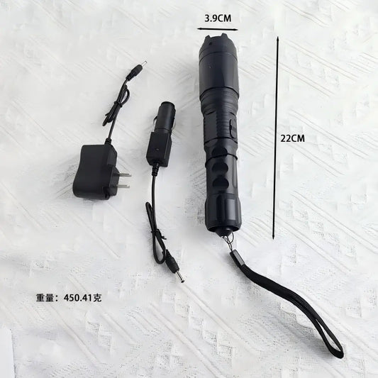 【多機能護身ライト】高出力LED懐中電灯 ストロボ・SOS・窓破壊機能付き 放電護身用フラッシュライト コンパクト軽量モデル アルミ製ボディ 防災・夜間警備に最適 - 光点 - 光点