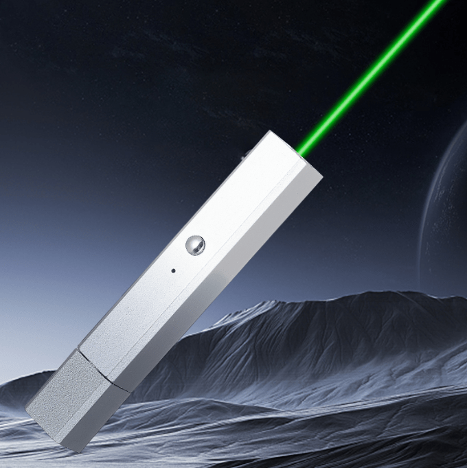 青色レーザーポインター USB充電式 強力長距離レーザー 指示棒・教育用ペン 正方形デザイン プレゼンテーション・講義・研修・説明会・実験・デモンストレーション対応 高輝度シアンレーザー 光学モデル提示 プロ用コンサル向けツール 室内外使用可 キャットティーザー機能付き 緑/赤レーザー - 光点 - 光点