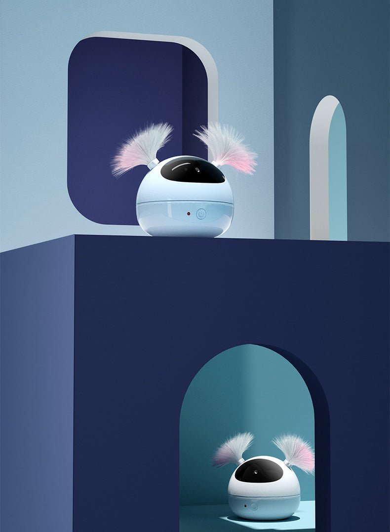 猫用自動レーザーロボット ボール型 電動おもちゃ 自走式インタラクティブ 猫じゃらし 羽根付き USB充電式 運動不足・ストレス解消 ペット用品 - 光点