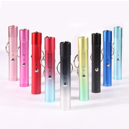 キーホルダー型 USB充電式レーザーポインター カラス撃退・屋外対策・アウトドア・猫のおもちゃ・夜間作業対応 緑色・赤色選択可能 高輝度照射・携帯型ライト 充電式ミニレーザーポインター懐中電灯 ポインターペンモデル - 光点 - 光点