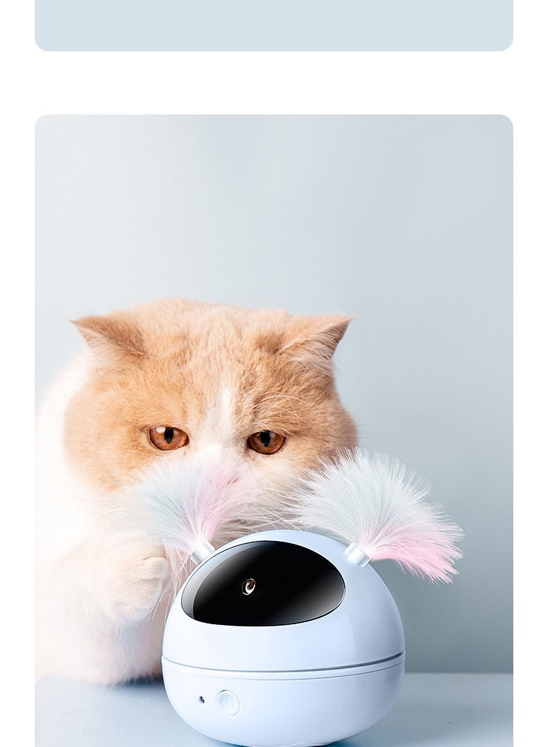 猫用自動レーザーロボット ボール型 電動おもちゃ 自走式インタラクティブ 猫じゃらし 羽根付き USB充電式 運動不足・ストレス解消 ペット用品 - 光点