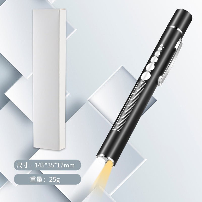USB充電式デュアル光源 医療用ペンライト LED高輝度 ステンレス製 瞳孔・口腔・耳鼻咽喉科検査用 小型診察ライト 医師 看護師 歯科衛生士向け 携帯しやすいプロ仕様ミニライト 光点 - 光点